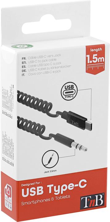 Produktbild T'nB USB-C/3.5mm Klinken Spiralkabel