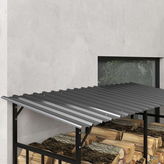 Image du produit Swisshandel24 Kaminholzregal aussen, Kaminholzunterstand 1,17 m³ Brennholzregal mit Metalldach
