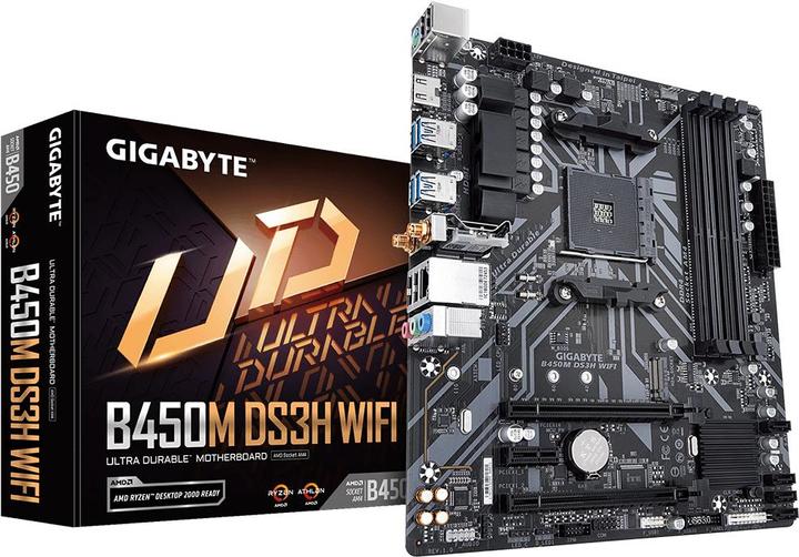 Actual product image Gigabyte MB GBT AMD AM4 B450M DS3H WIFI (AM4, AMD B450, mATX)