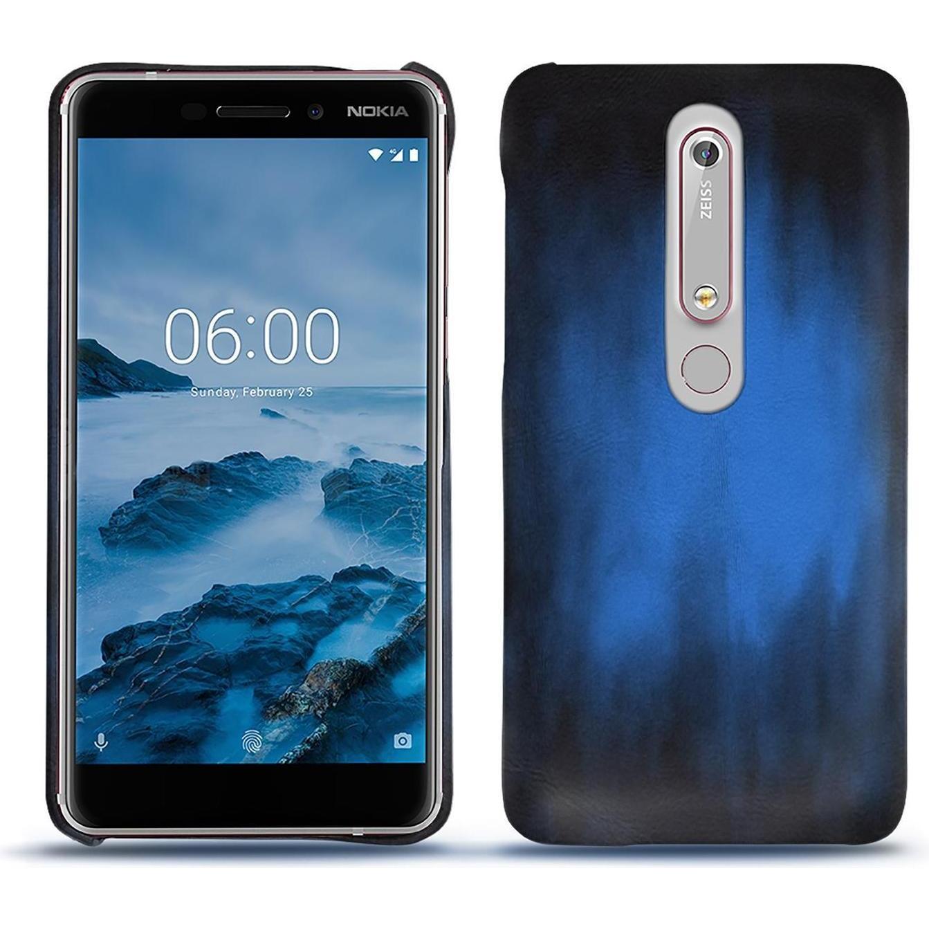 Noreve Lederschutzhülle (Nokia 6 (2018)), Smartphone Hülle, Blau