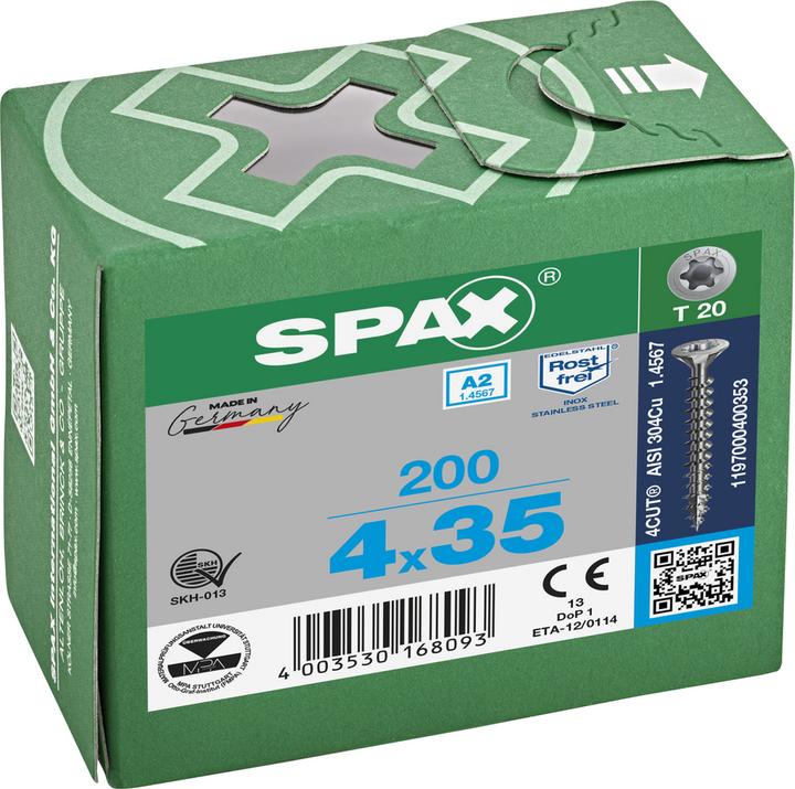 Actual product image Spax A2 Countersunk Multi-Head T-Star Plus T20 Fully Threaded (200 Screws per piece)