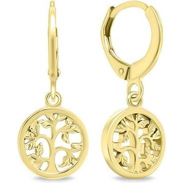 Brilio, Ohrringe, Silver - Gold-plated hoop earrings Tree of Life EA648Y