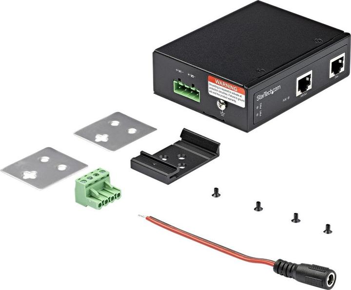 Actual product image StarTech Industrial Gigabit PoE Injector - High Speed/High Power 90W - 802.3bt PoE++ 48V- (802.3bt (PoE++), 90 W)