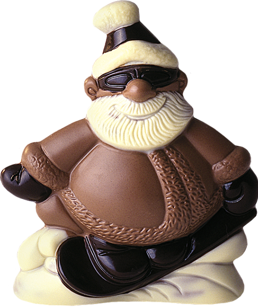 Actual product image miniSchoggi Chocolate mold Santa Claus on snowboard