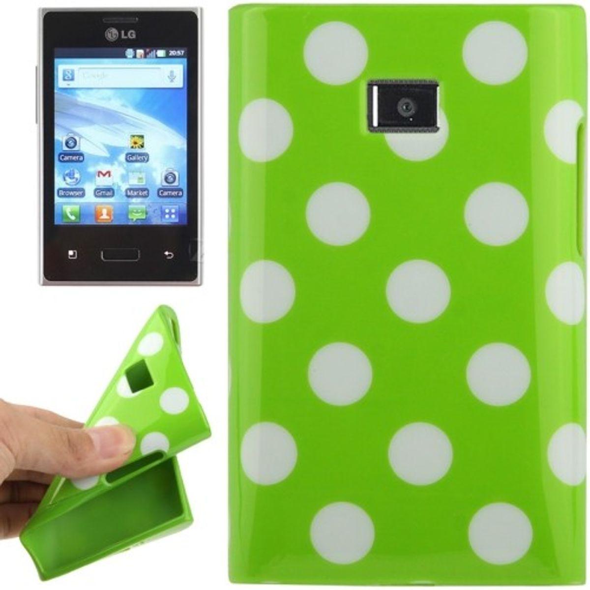 König Design Schutzhülle TPU Punkte Case für Handy LG Optimus L3 / E400 (Optimus L3), Smartphone Hülle, Grün