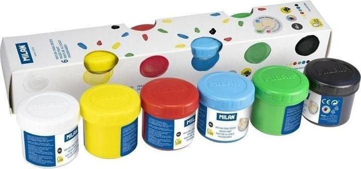 Fingerfarben 40 ml, 6 MAILAND-Farben (Bleu, Rouge, Jaune, Blanc, Noir, Vert, 40 ml)