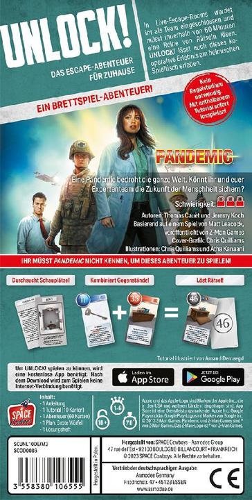 Immagine prodotto Asmodée SCOD0086 - Sblocca! Avventure di gioco: Pandemia (scenario singolo), per 1-6 giocatori, a partire (Tedesco)
