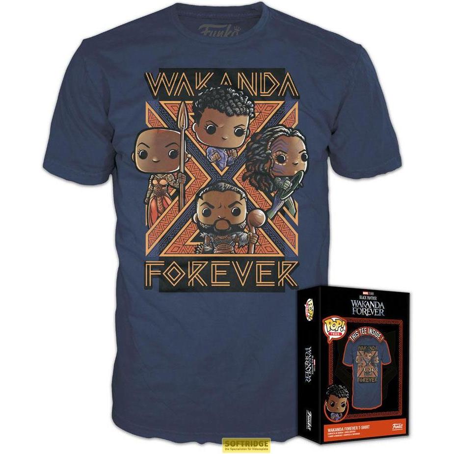Funko, Shirt, BLACK PANTHER WAKANDA FOREVER - Groupe - T-Shirt POP (M), (M)