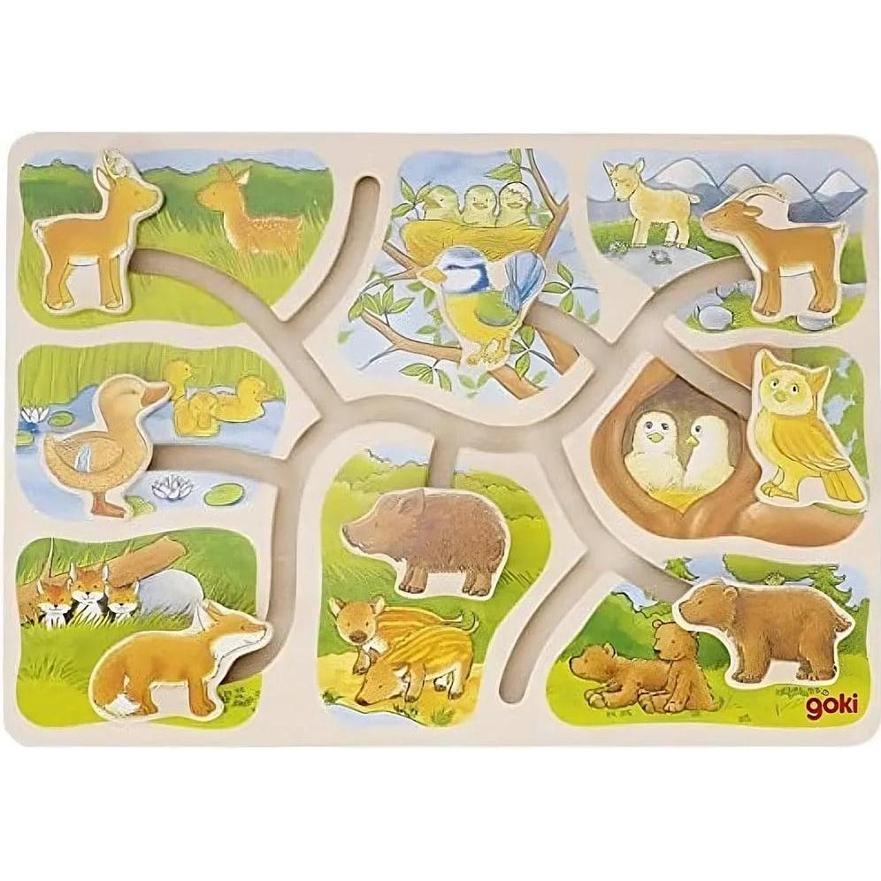 Goki Schiebepuzzle Wer gehrt zu wem? (8 Teile)