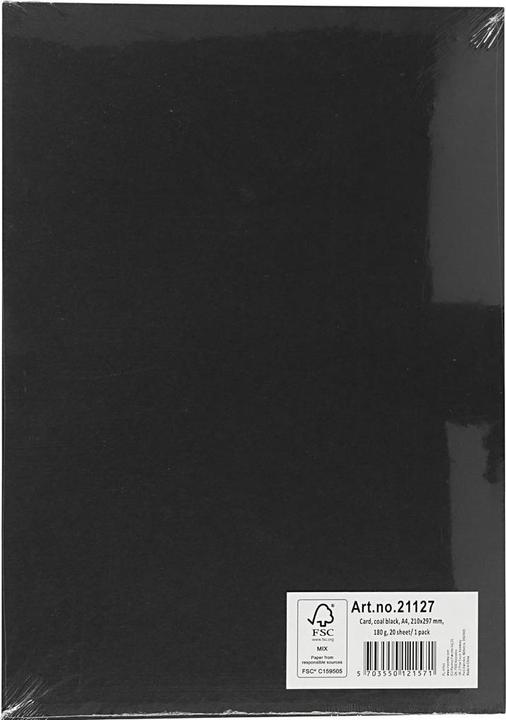 Immagine prodotto Creativ Company Gekleurd cartone Koolzwart, A4, 20 vel (180 g/m², 20 x)