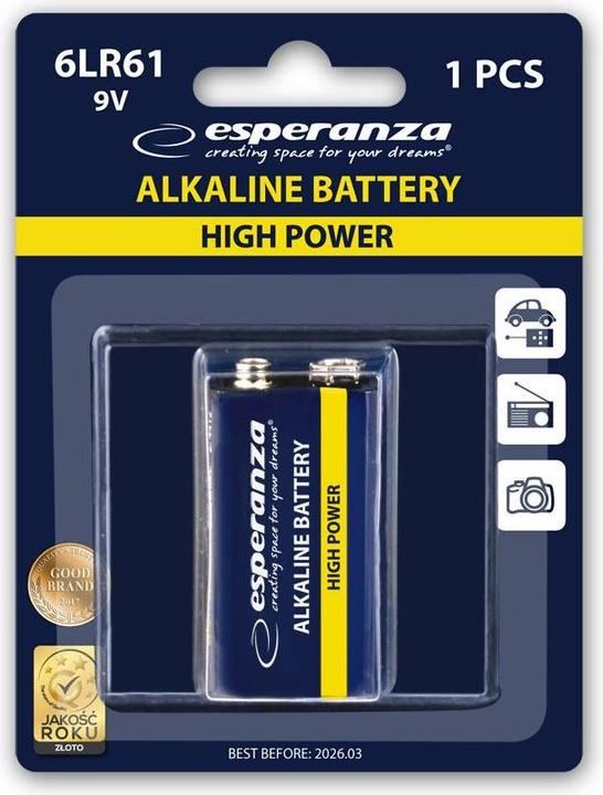 Actual product image Esperanza 9V Alkali -Artikel 1PCS/Paket (1 pcs.)