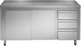 Actual product image Gastro Hero Stainless steel work cabinet ECO with sliding door and drawers (180 cm, 85 cm)