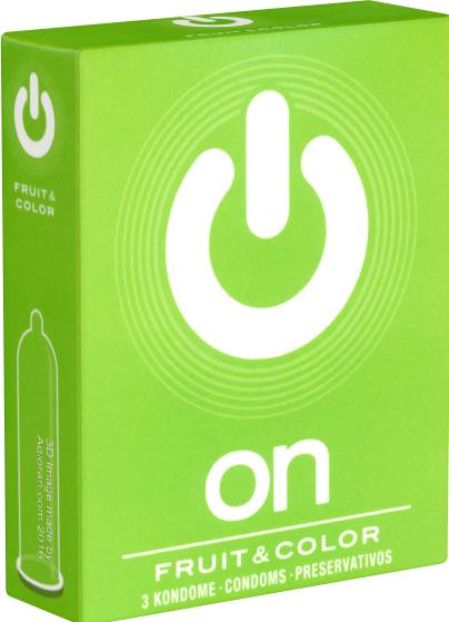 Produktbild ON) Fruit & Color» 3 aromatische Kondome zum Geniessen (3 Stk.)