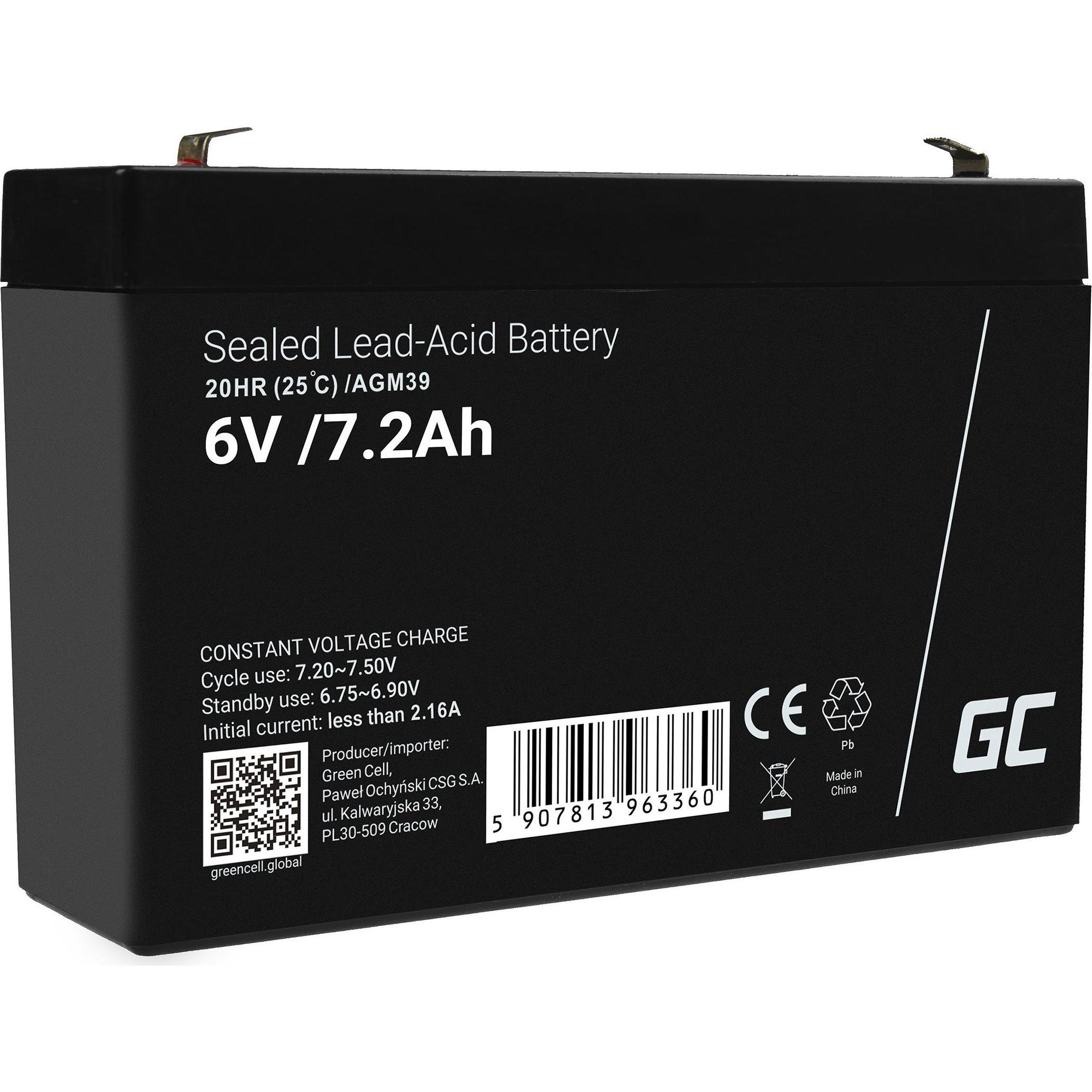 GreenCell, Versorgungsbatterie, Battery AGM VRLA 6V 7.2Ah - Batterie - 7.200 mAh (6 V, 7.20 Ah)