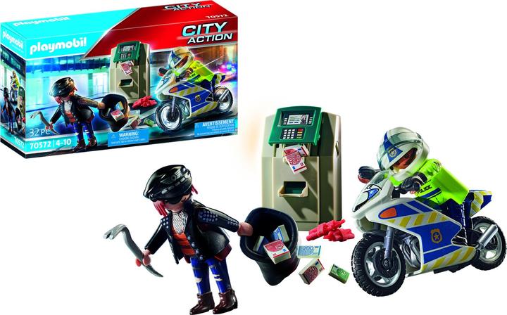 Image du produit Playmobil Moto de la police : poursuite du voleur d'argent (70572, Playmobil City Life)