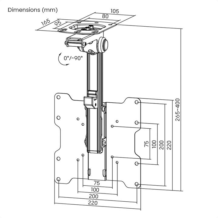 Image du produit Value Télévision rétractable Fold-Up (Plafond, 20 kg, 17" - 37")
