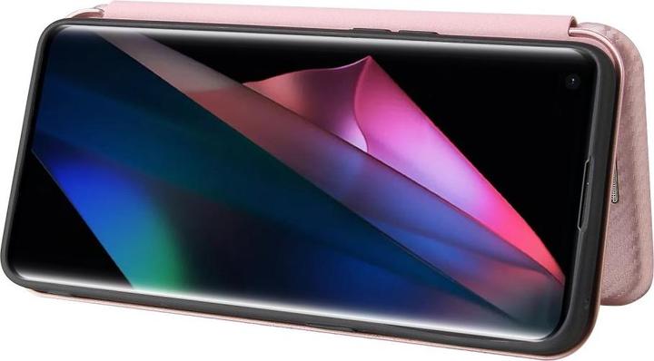 Actual product image Cover-Discount OPPO Find X3 Pro - Carbon Look Flip Case Cover pink (Oppo Find X3 Pro)