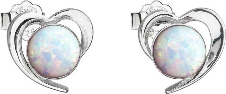 Immagine prodotto Evolution Group - Silver heart earrings with white synthetic opals 31259.3 white (Argento)