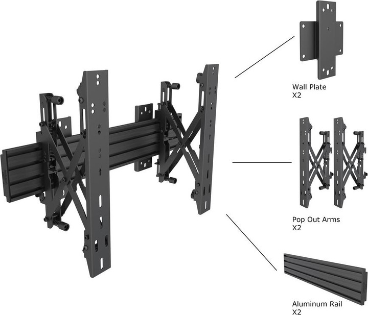 Produktbild Multibrackets Wandhalter Push in Pop out, 40"-75", schwarz (Wand, 75", 30 kg)