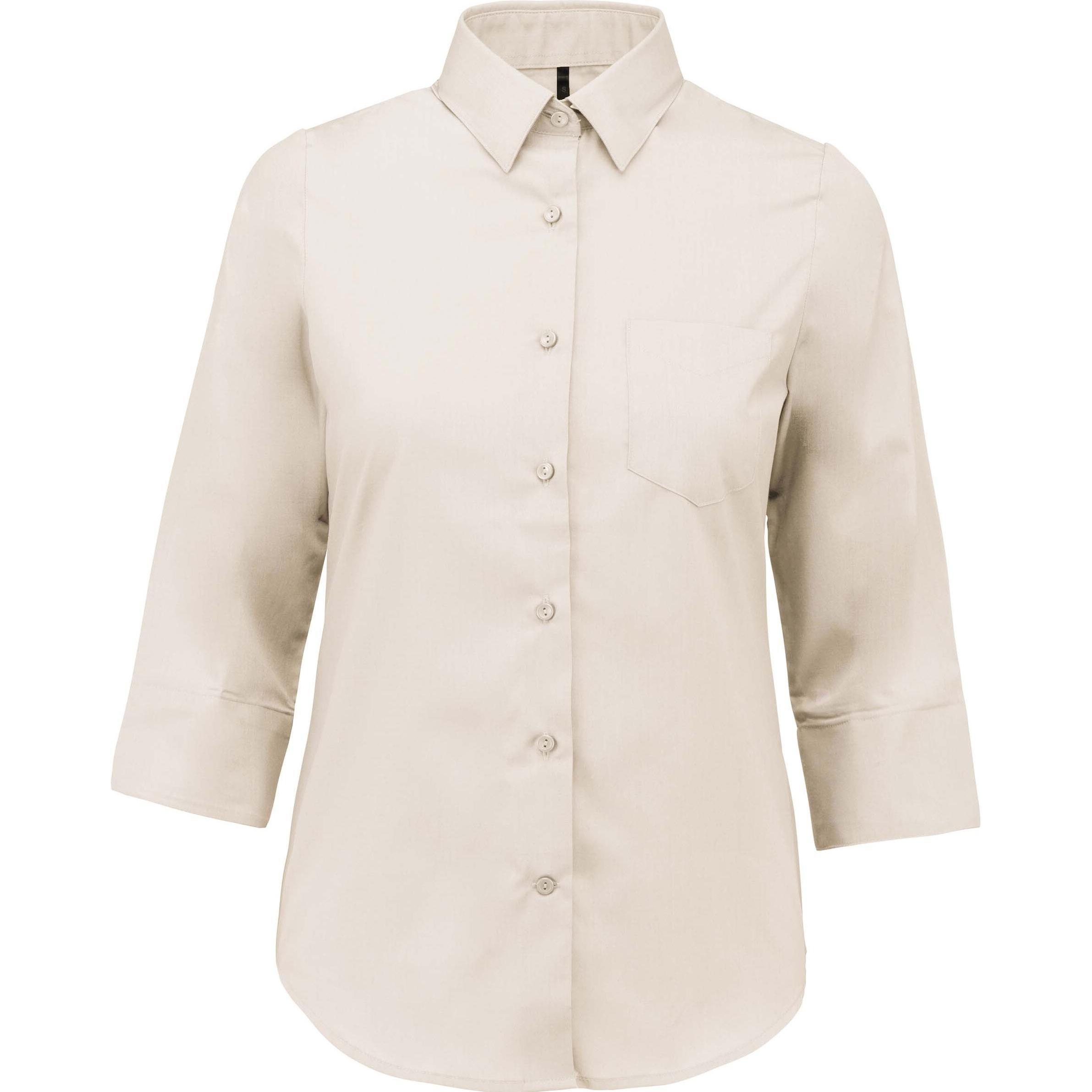 Kariban, Damen, Hemd, mit 3/4 Ärmeln, Beige, (XXL)