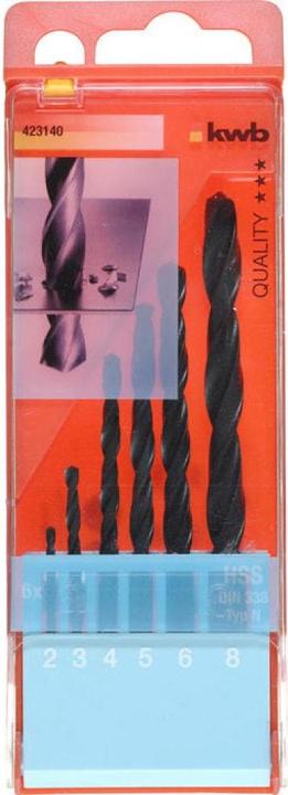 Produktbild kwb Spiralbohrer Set 6-teilig (2 mm, 3 mm, 4 mm, 5 mm, 6 mm, 8 mm)