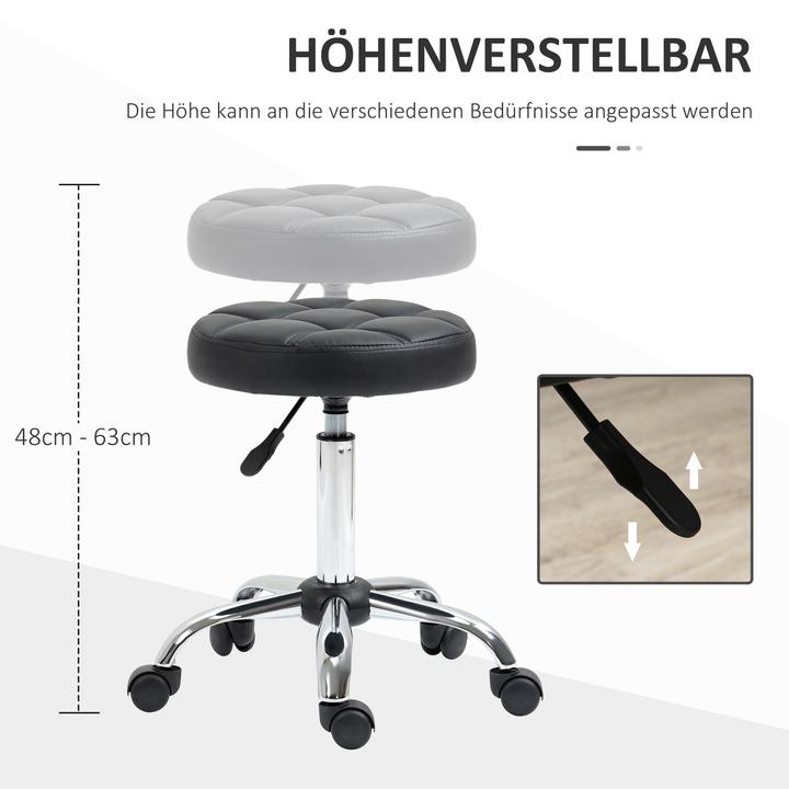Produktbild Homcom Rollhocker Kunstleder, Stahl Schwarz