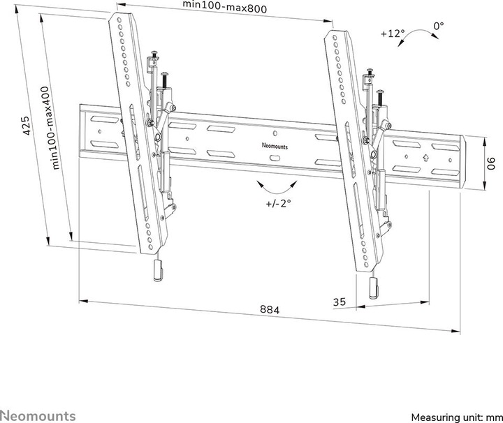 Image du produit Neomounts Support mural WL35S-850BL18 Noir (Mur, 98", 60 kg)