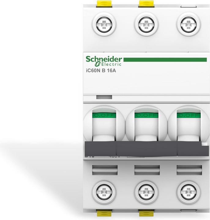 Actual product image Schneider Electric Acti9 iC60N MCB 3 Pole 16A Curve B