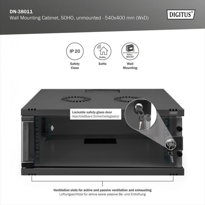 Produktbild Digitus Wandgehäuse, SOHO, unmontiert - 540x400 mm (BxT) (4 HE, 19 Zoll Rack)