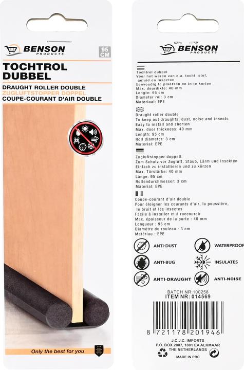 Actual product image Benson Home Draught roller double 95 cm grey