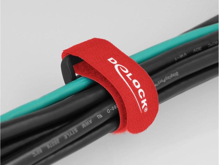 Actual product image Delock Velcro cable tie with loop L 280 x W 38 mm red 3 pieces (Velcro cable ties, 280 mm, 3 pcs.)
