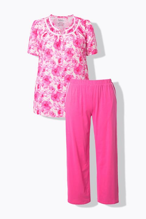 Produktbild Ulla Popken Pyjama, Rosen, Spitze, Rundhals, Halbarm (58, 60)