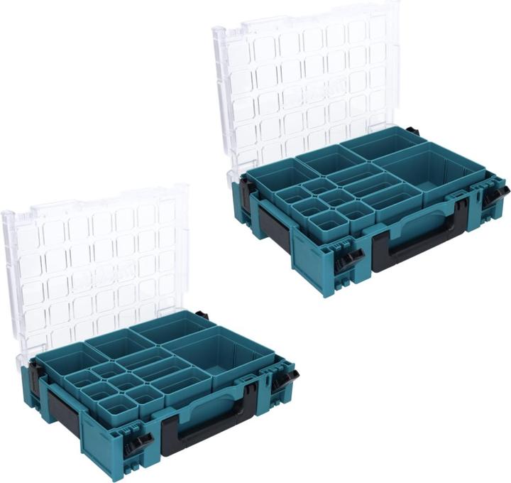 Actual product image Makita MAKPAC 1 Organiser Set 2x small parts case 395 x 295 x 110 mm ( 2x 191X80-2 ) with 13x