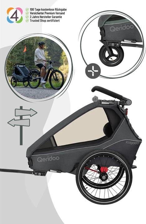 Actual product image Qeridoo Kidgoo 1 - Child bike trailer for 1 child