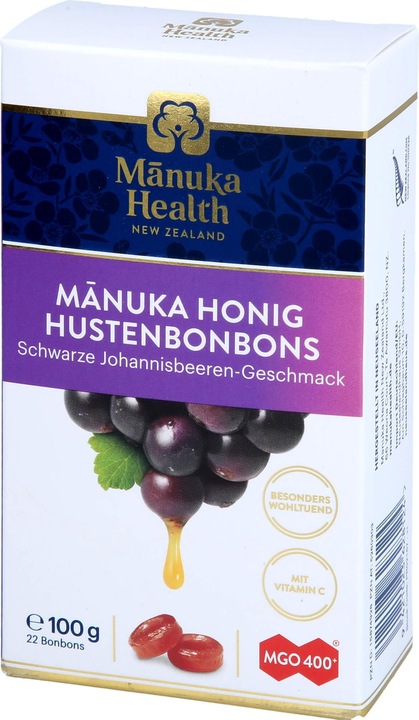 Produktbild Manuka Health MGO 400+ Manuka Lutschbonbons Schwarze Johannisbeere 100 g (1 Stück, Tabletten, 100 g)