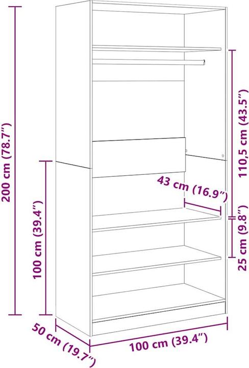 Image du produit vidaXL Kleiderschrank (100 x 50 x 200 cm)