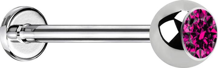 Actual product image Star Piercing Micro labret silver with ball and crystal fuchsia (Surgical steel 316L, without brass)