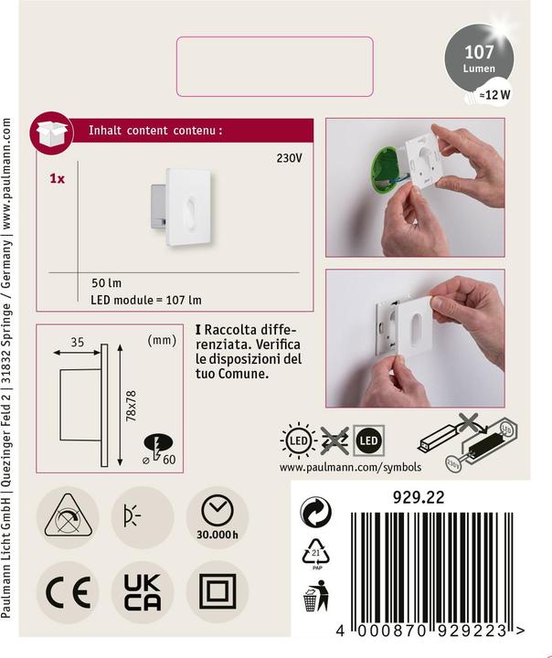 Actual product image Paulmann LED recessed luminaire (50 lm)