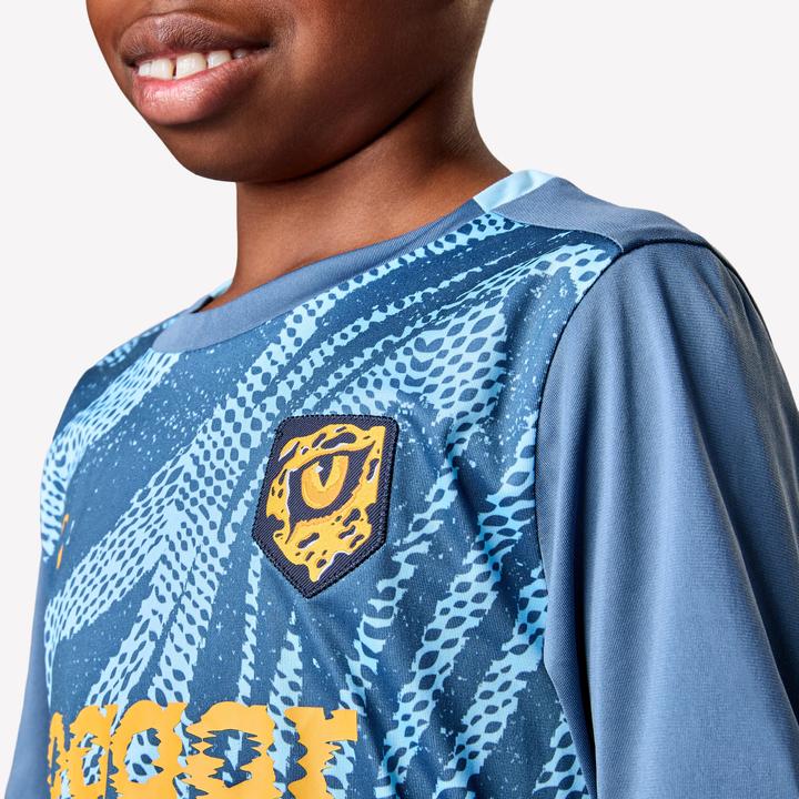 Produktbild Kipsta Kinder Fussball Trikot kurzarm - VIRALTO Kids Roarrr Cheetah blau/grau (122)