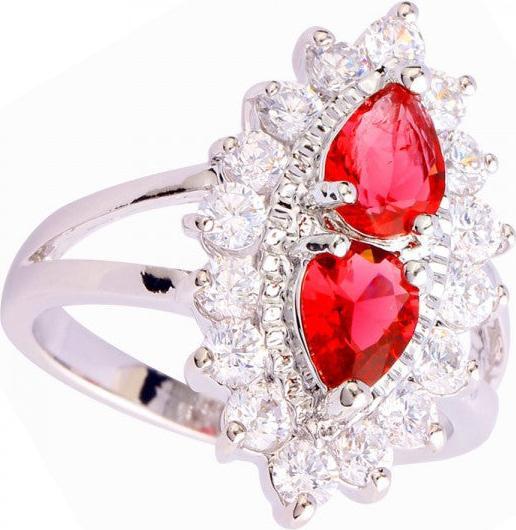 Produktbild Hermex Auge der Vorsehung Versilberter Ring mit Spinell rubin Edelstein - Gr. 55 / Size 7 (7, 925 Silber)