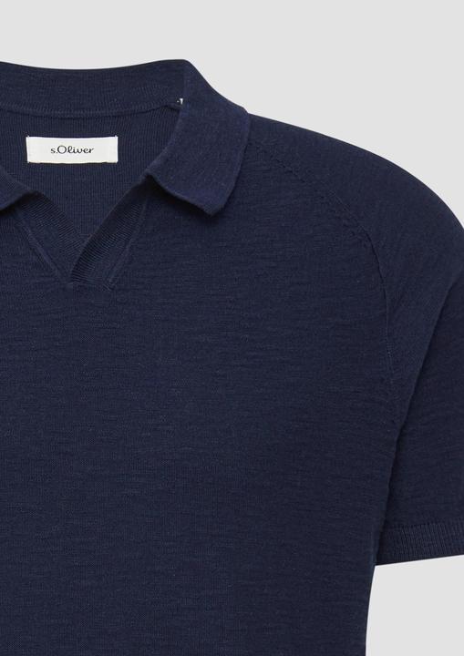 Produktbild S.Oliver Strickpullover Gestricktes Poloshirt mit Flammgarnstruktur (XXL)