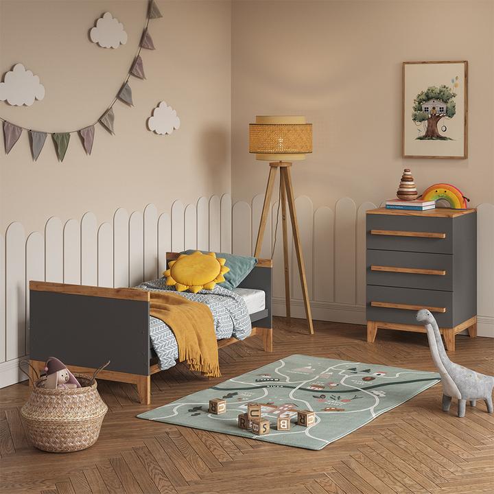 Image du produit VitaliSpa Kommode Malia, Grau/Artisan/Artisan, 60 x 88 cm mit 3 Schubladen (60 x 53.40 x 88 cm)