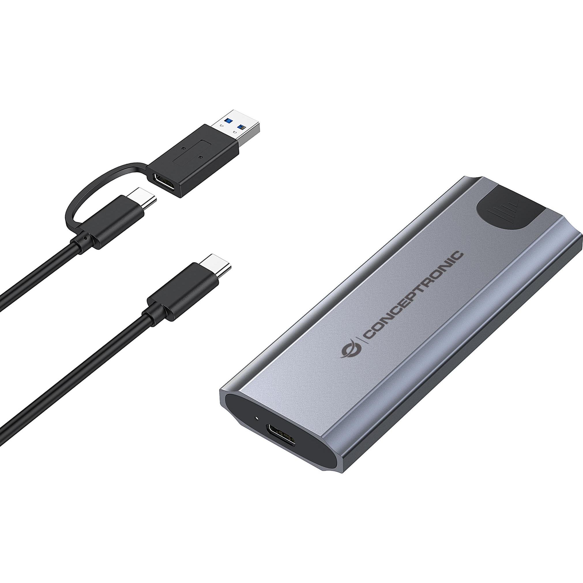 Thumbnail - Conceptronic SSD Gehäuse M-Key M.2 ->M/B+M-Key USB3.2 10Gb/s (M.2), Festplattengehäuse, Grau