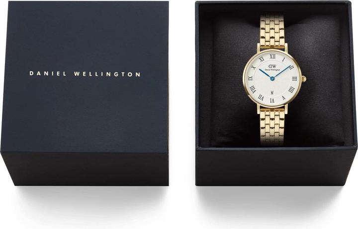 Produktbild Daniel Wellington - Petite 28 Roman Numerals Date 5-Link White Gold DW00100857 (28 mm)
