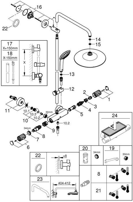 Actual product image Grohe Duschsystem EUPHORIA SYSTEM 260 mit Thermostatbatterie chrom