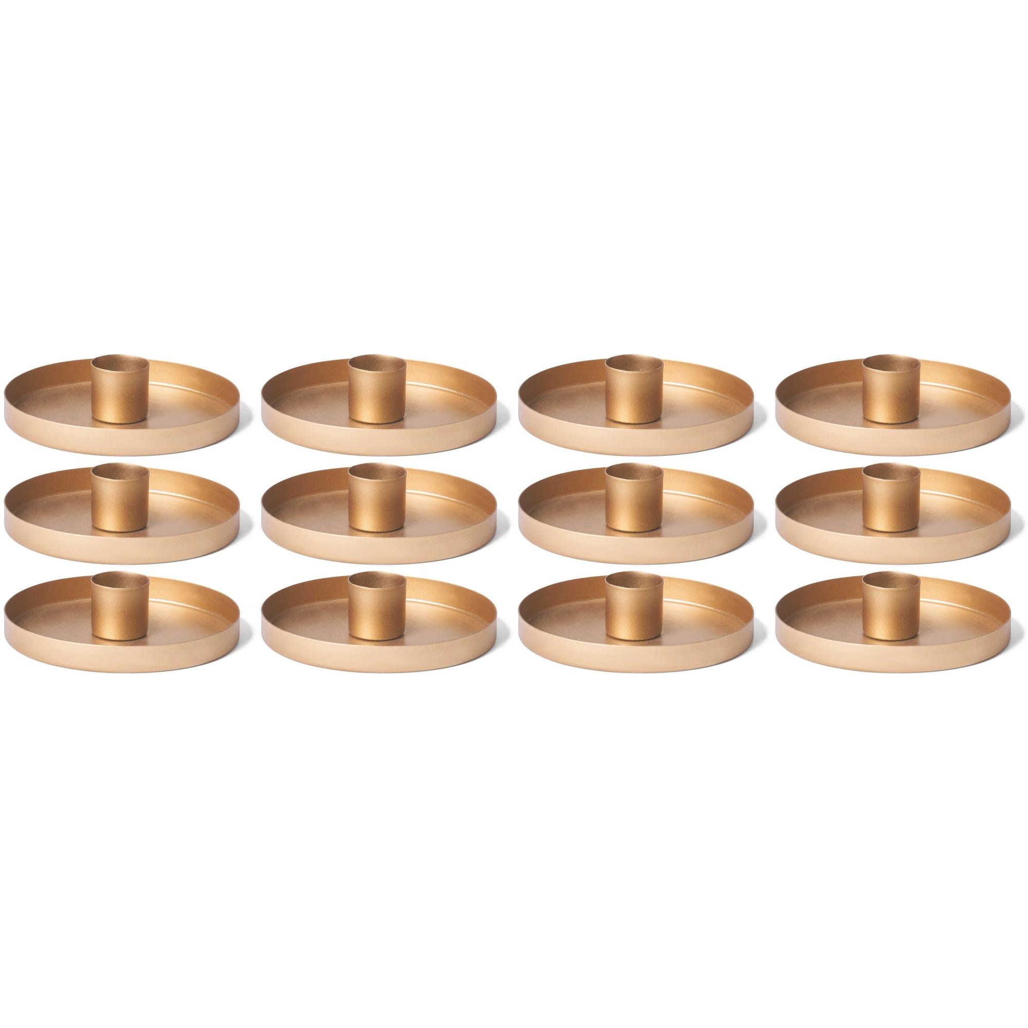 Thumbnail - Novaliv, Kerzenständer, 12x Stabkerzenhalter 6cm candle holder Kerzenpick GOLD matt Kerzenhalter Metall rund für