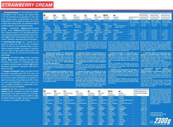 Nutritional values and ingredients Body Attack 100% Whey Protein (Strawberry, 1 pcs., 900 g)