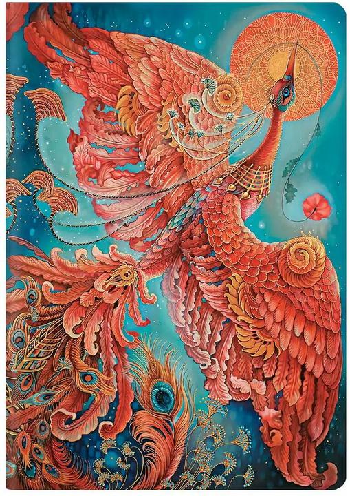 Actual product image Paperblanks Notebook Birds of Fortune A6, lined, blue / red (A6, Lined, Hardcover)