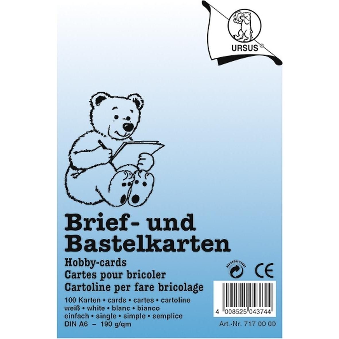 Ursus, Grusskarte + Briefpapier, Briefkarten A6 einfach VE=100 Stück weiss (1 Stk.)
