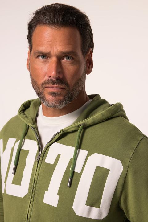 Actual product image JP1880 hoodie jacket, sweat fabric, vintage look, hood, badges, up to 8 XL (5XL)